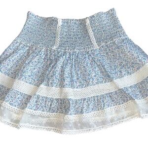 Katie J NYC Blue and White Floral Skater Skirt